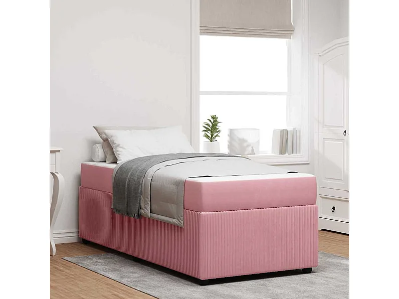 Cadre de lit avec matelas Rose 100 x 200 cm Velours