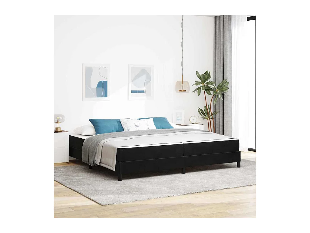 Cama box spring con colchón Negro 200 x 200 cm Terciopelo