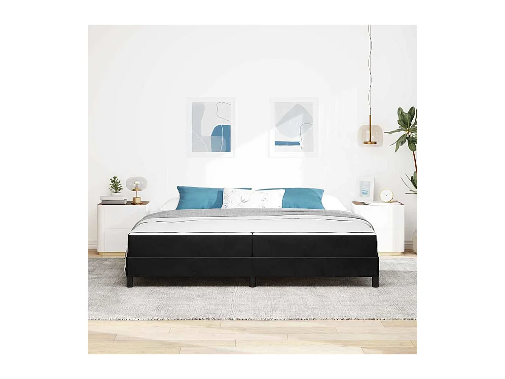Cadre de lit avec matelas Noir 200 x 200 cm Velours