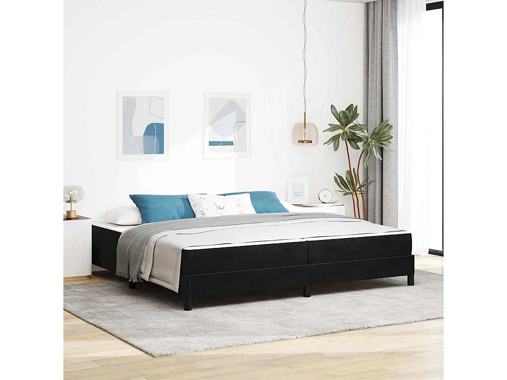 Cadre de lit avec matelas Noir 200 x 200 cm Velours