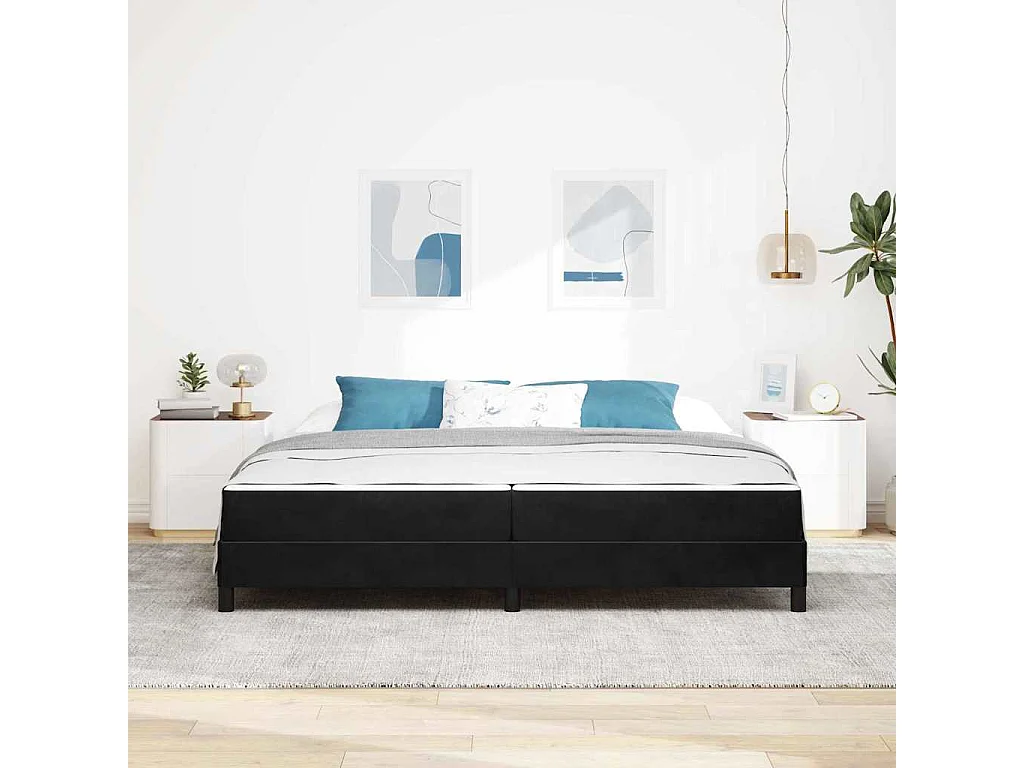 Cadre de lit avec matelas Noir 200 x 200 cm Velours