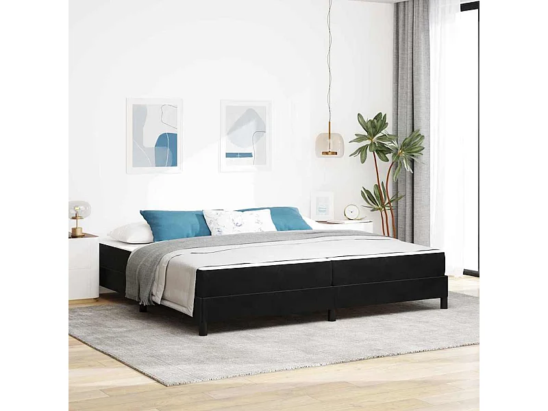 Cama box spring con colchón Negro 200 x 200 cm Terciopelo