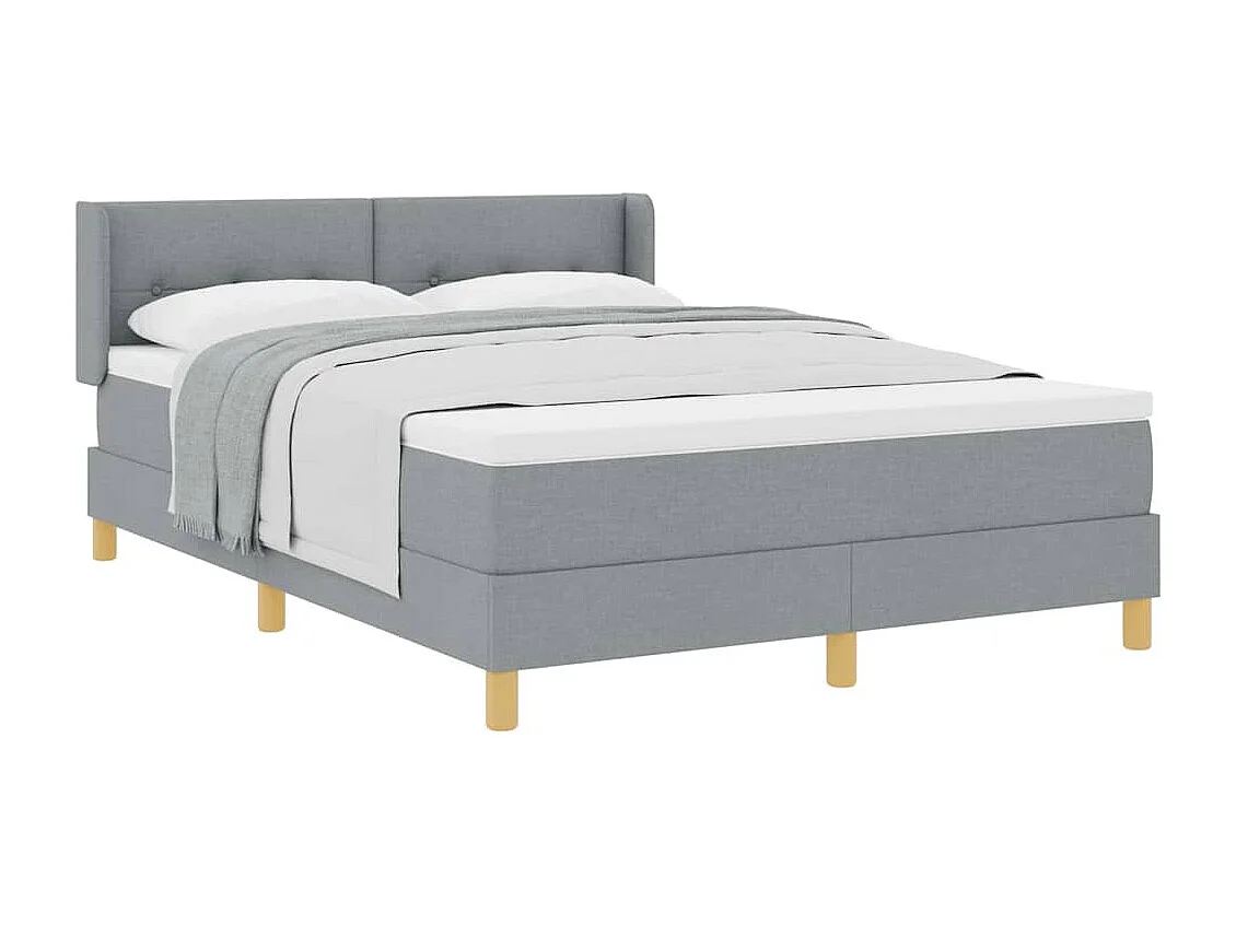 Cadre de lit avec matelas Gris clair 140 x 190 cm tissu
