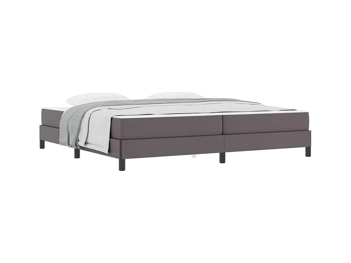 Cama con colchón Gris 200 x 200 cm Cuero sintético
