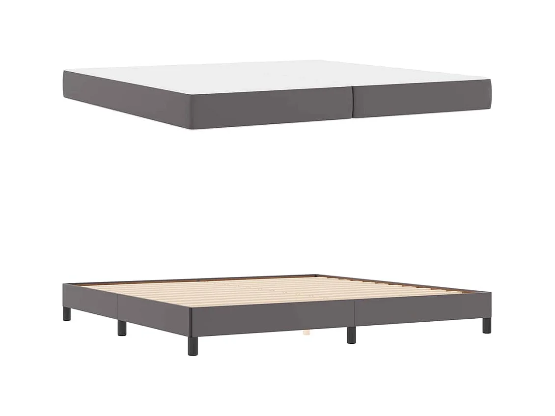 Cama con colchón Gris 200 x 200 cm Cuero sintético