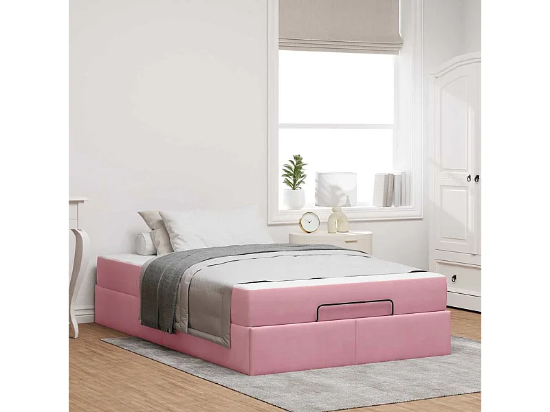 Estructura de cama con colchón Rosa 120 x 200 cm Terciopelo