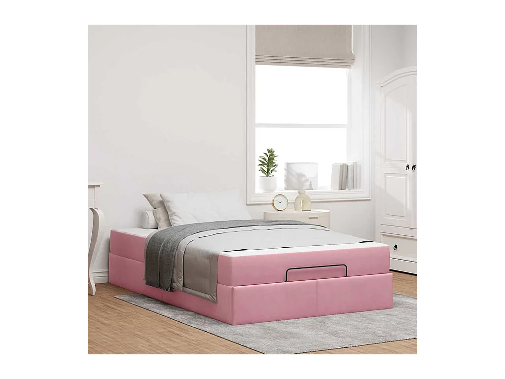 Cadre de lit avec matelas Rose 120 x 200 cm Velours