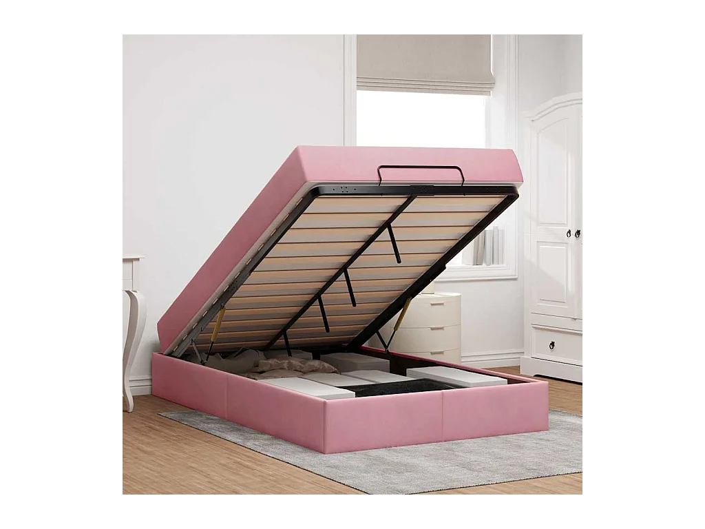 Cadre de lit avec matelas Rose 120 x 200 cm Velours