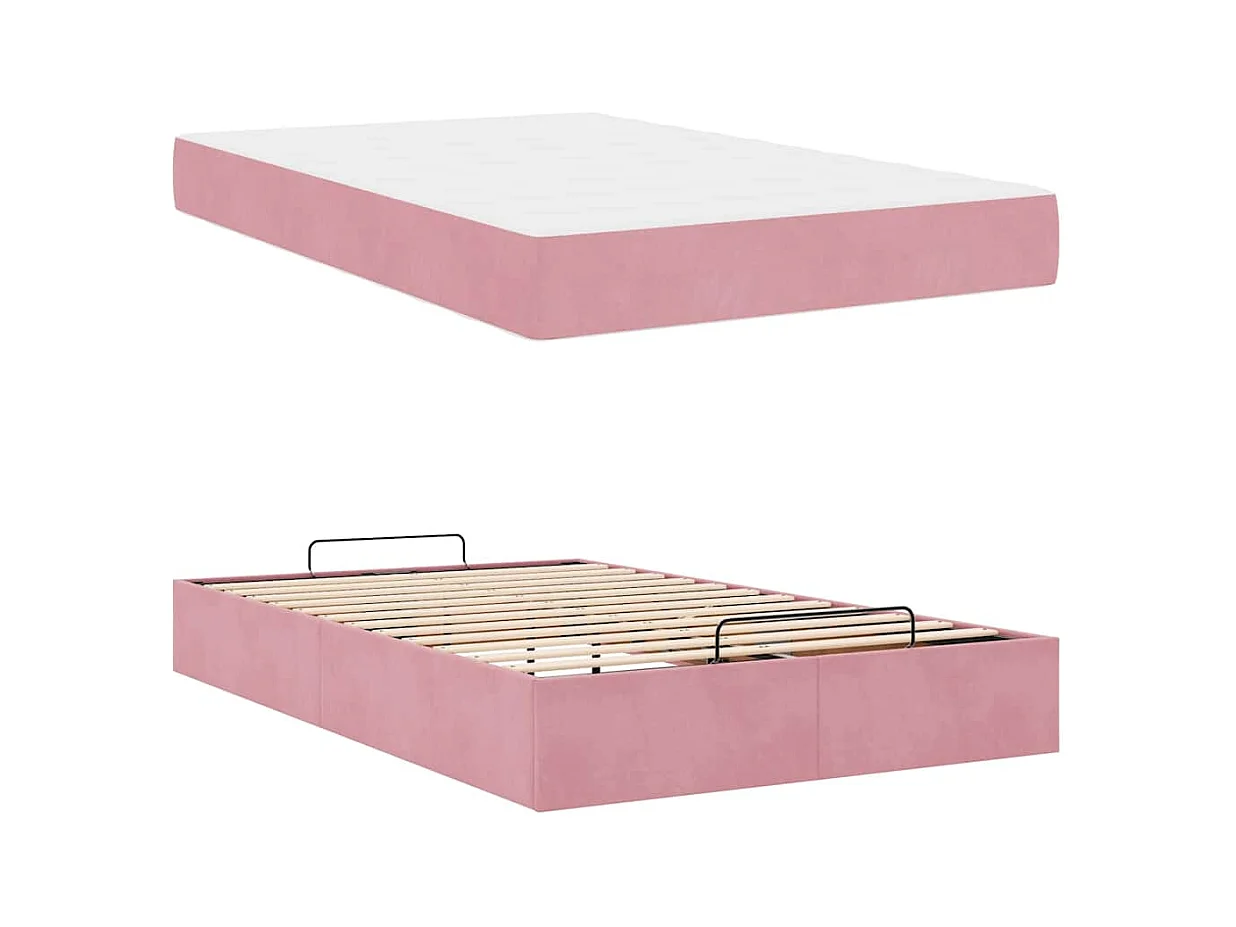 Cadre de lit avec matelas Rose 120 x 200 cm Velours