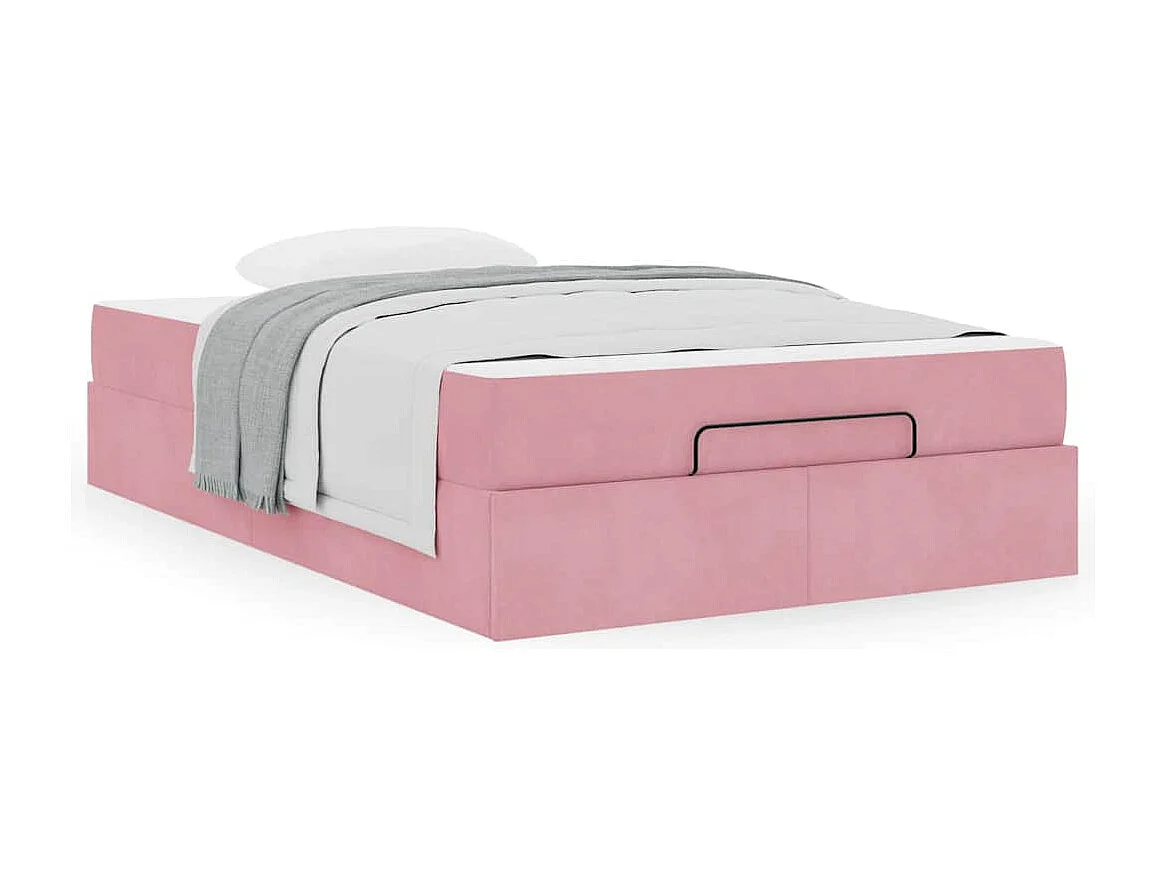 Estructura de cama con colchón Rosa 120 x 200 cm Terciopelo