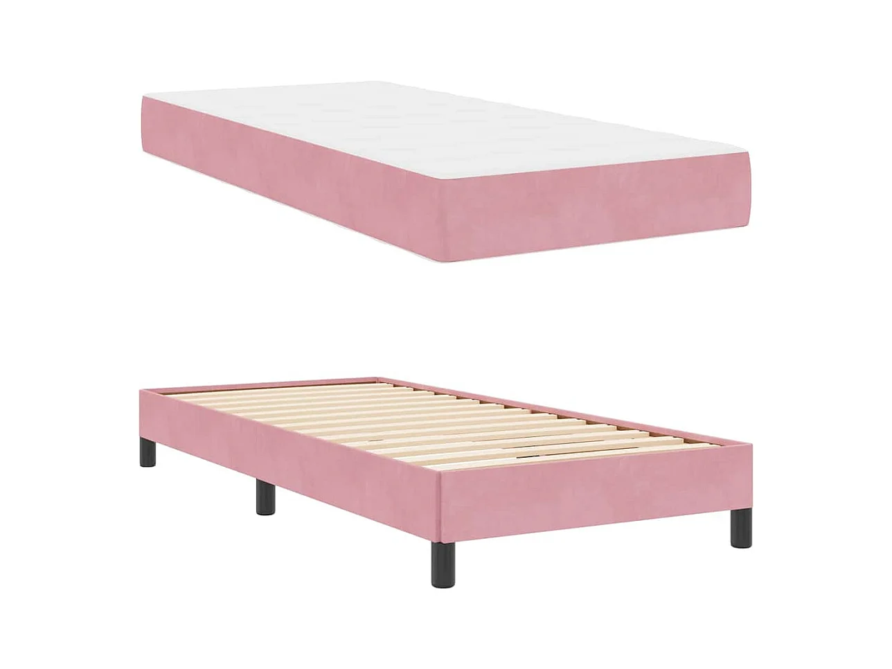 Cadre de lit avec matelas Rose 100 x 200 cm Velours
