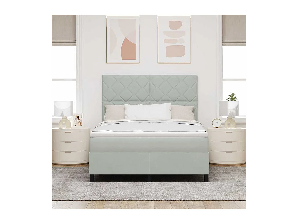 Cadre de lit avec matelas Gris clair 140 x 190 cm Velours