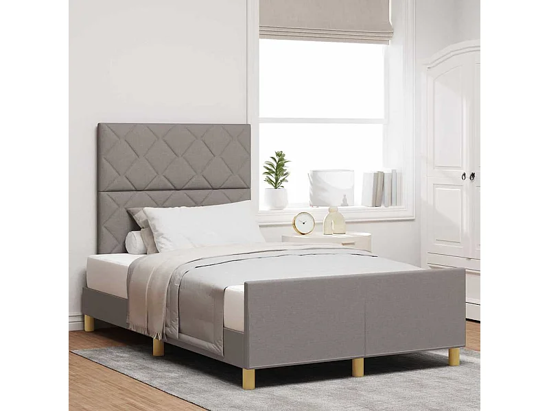 Estructura de cama con cabecera Taupé 120 x 200 cm tela