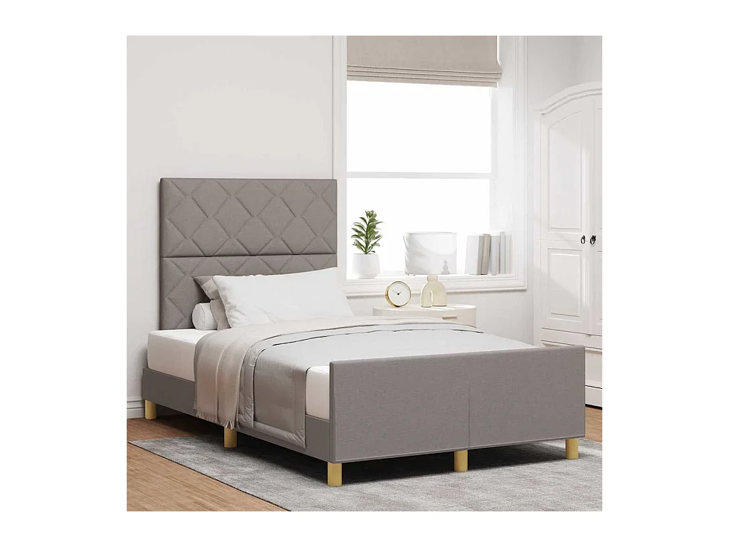 Cadre de lit avec tête de lit Taupe 120 x 200 cm tissu