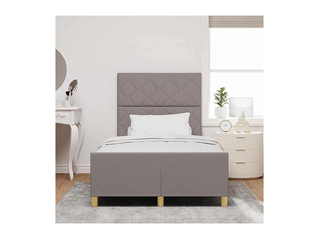 Cadre de lit avec tête de lit Taupe 120 x 200 cm tissu