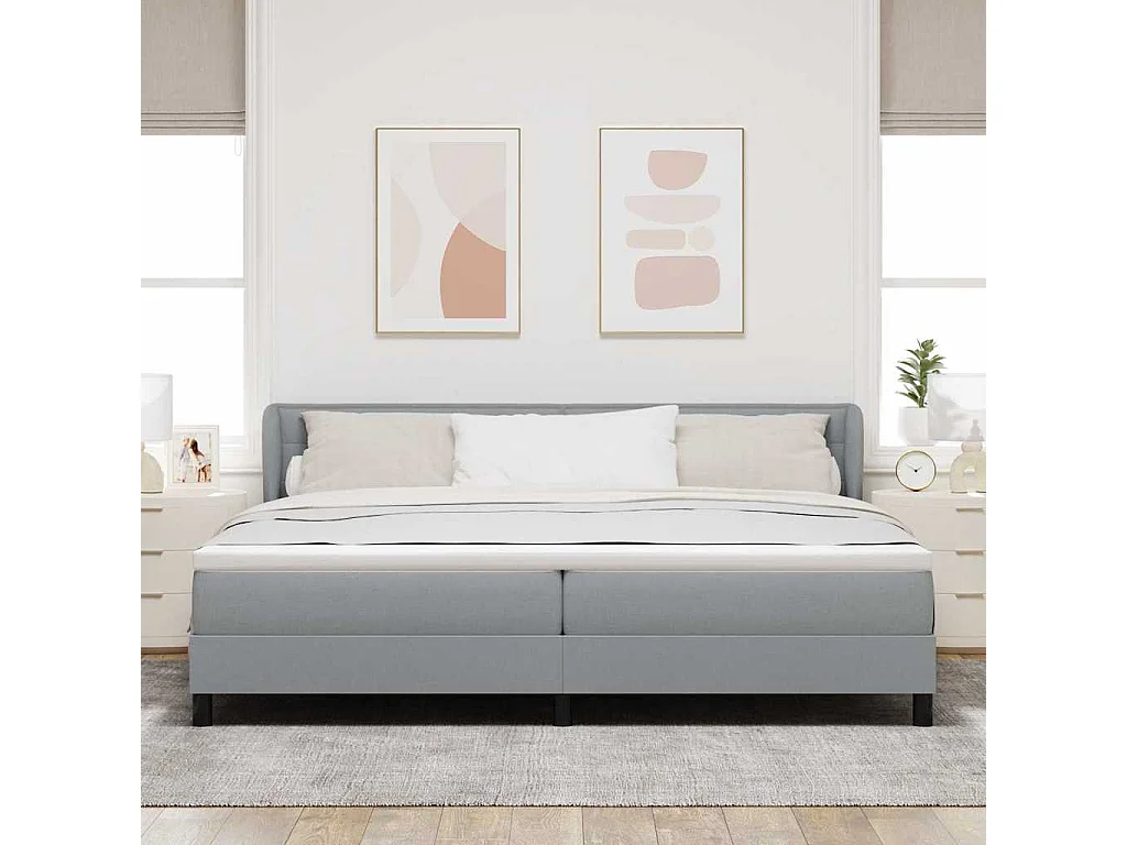 Cadre de lit avec matelas Gris clair 200 x 200 cm tissu