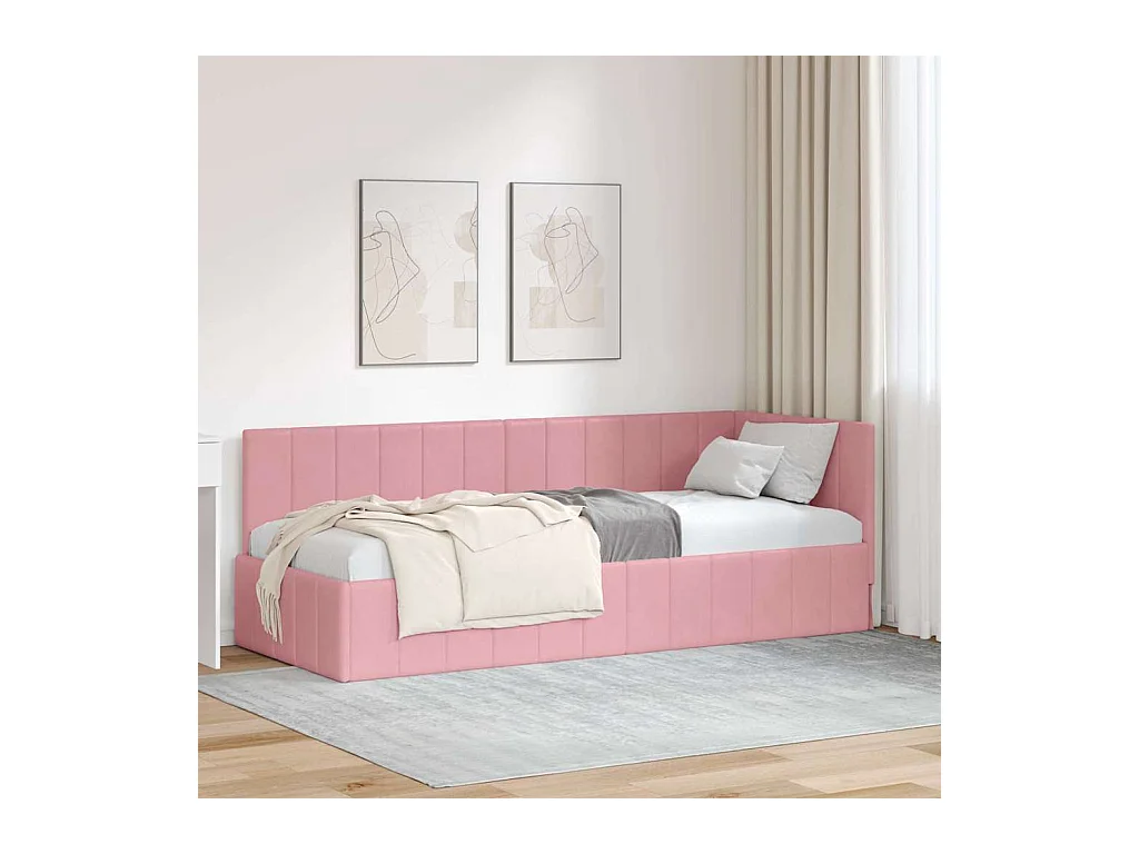 met hoofdeinde Roze 80 x 200 cm Fluweel