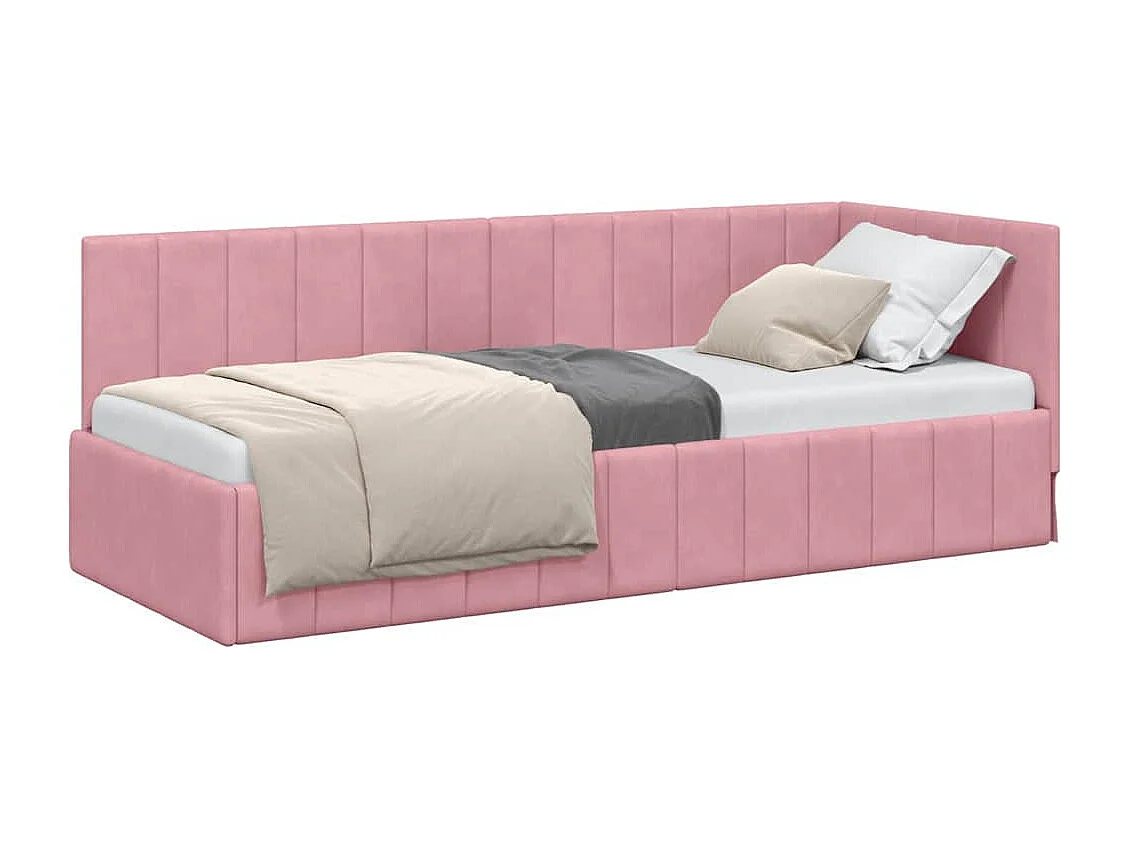 Estructura de cama en esquina Rosa 80 x 200 cm Terciopelo