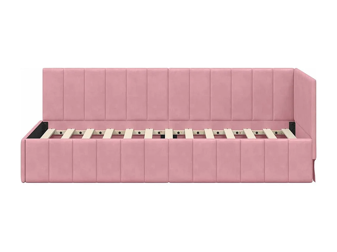 Estructura de cama en esquina Rosa 80 x 200 cm Terciopelo