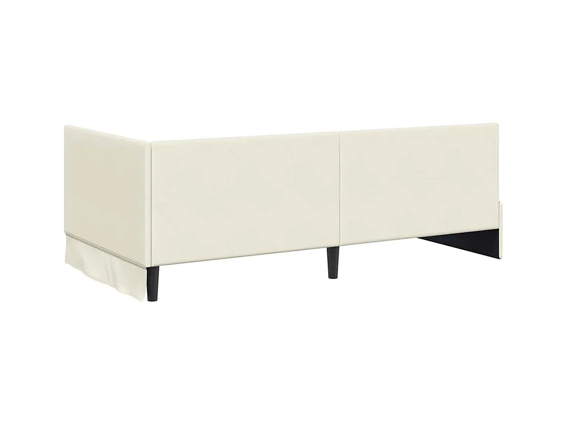 Cadre de lit d'angle avec matelas Crème 100 x 200 cm Velours