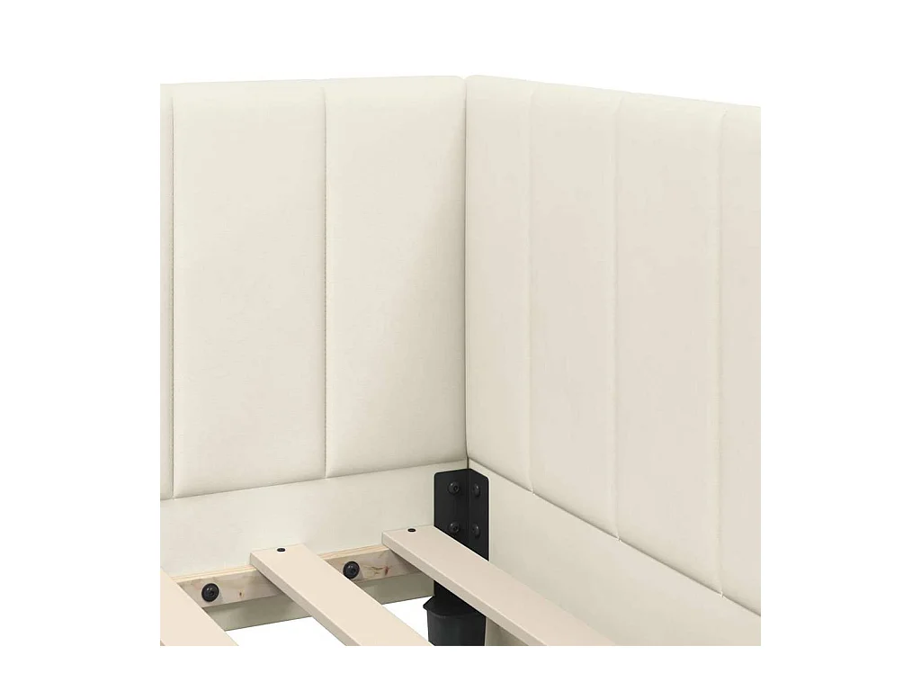 Cadre de lit d'angle avec matelas Crème 100 x 200 cm Velours