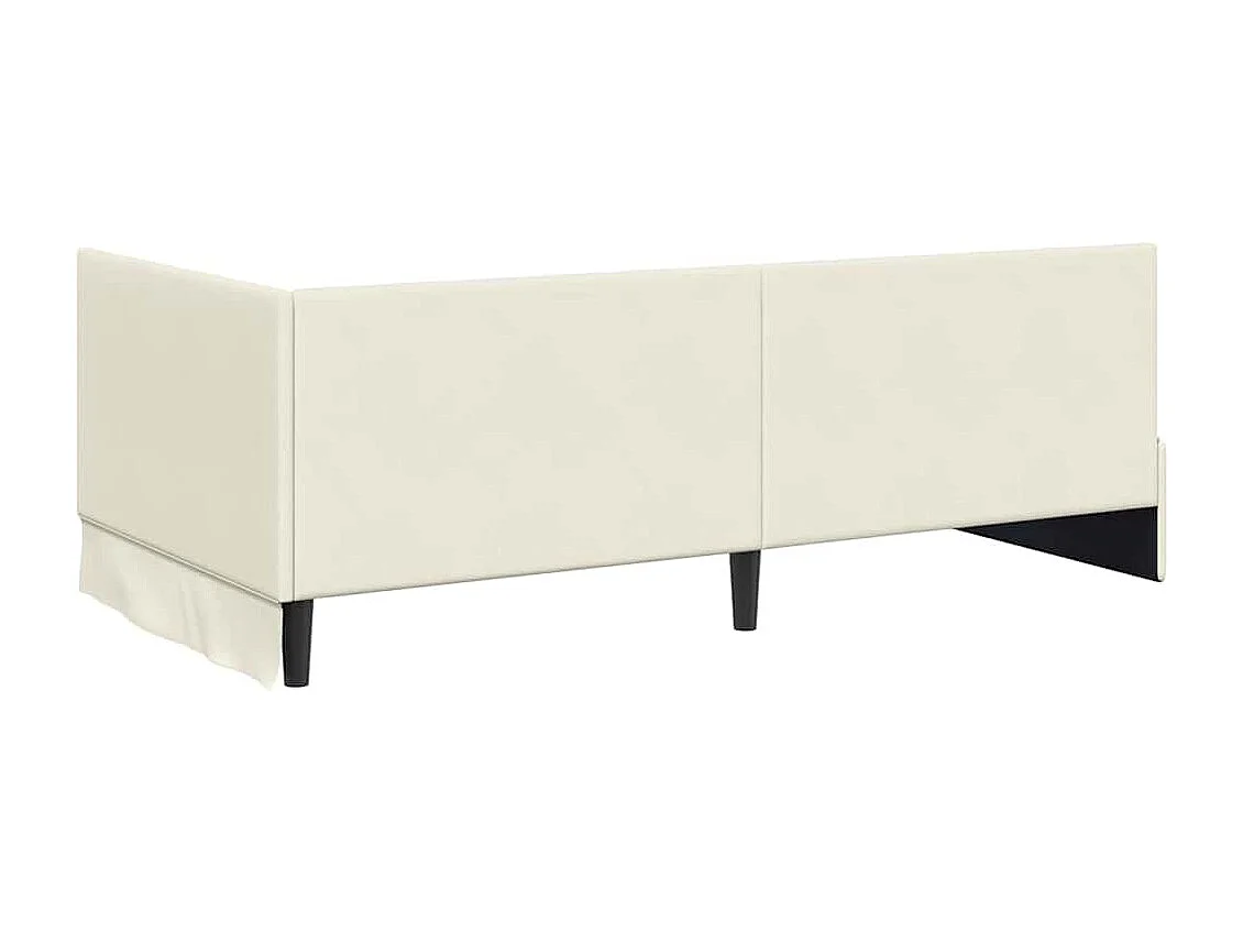 Cadre de lit d'angle avec matelas Crème 100 x 200 cm Velours