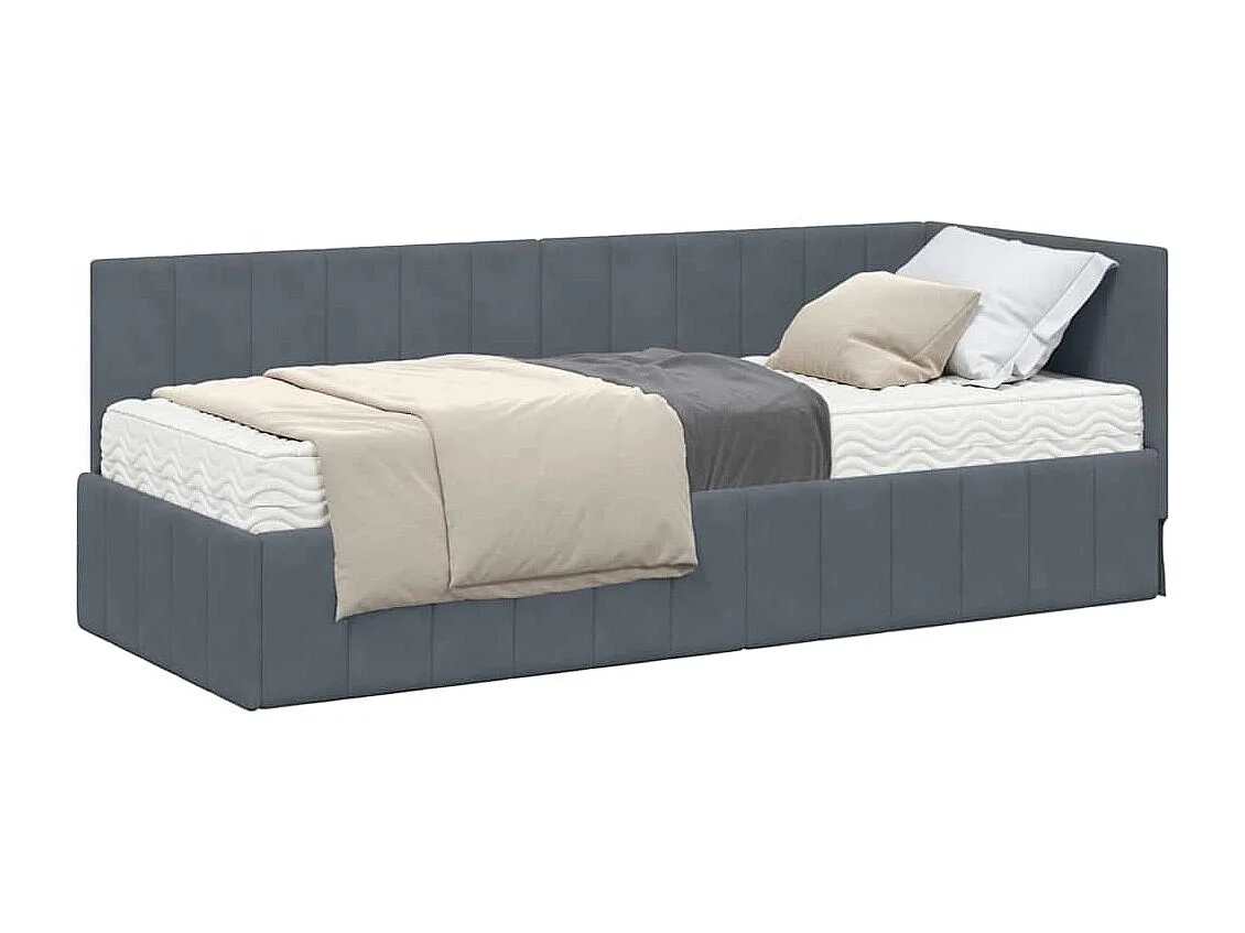 Estructura de cama en esquina Gris oscuro 80 x 200 cm