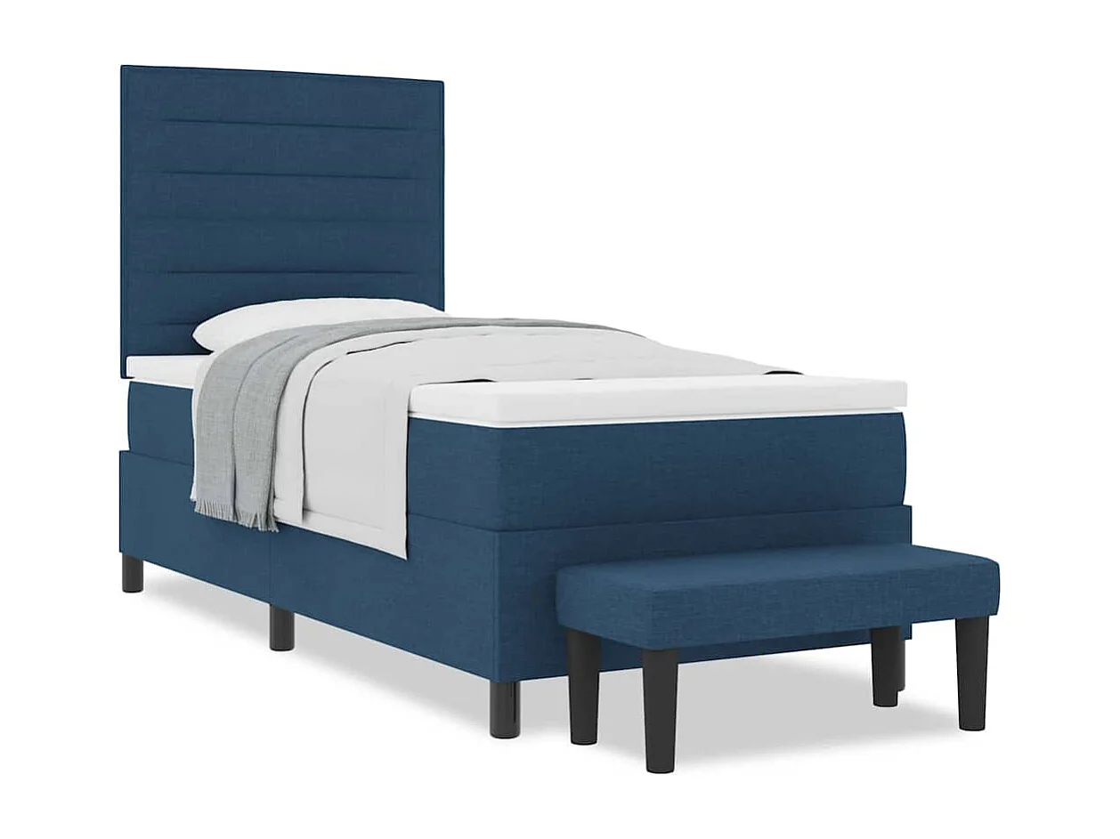 Cama tipo Box Spring con colchón Azul 90 x 190 cm tela
