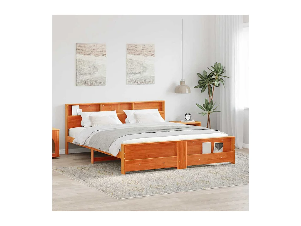 Cadre de lit Marron cire 180 x 200 cm Bois massif en pin