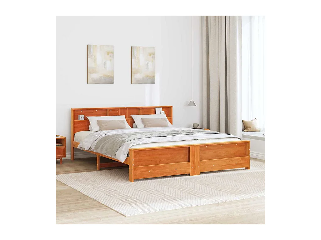 Cadre de lit Marron cire 180 x 200 cm Bois massif en pin