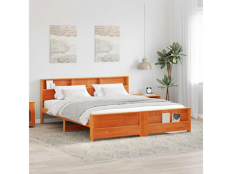 Cadre de lit Marron cire 180 x 200 cm Bois massif en pin