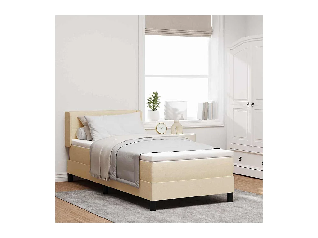 Cama box spring con colchón con colchón Crema 80 x 200 cm