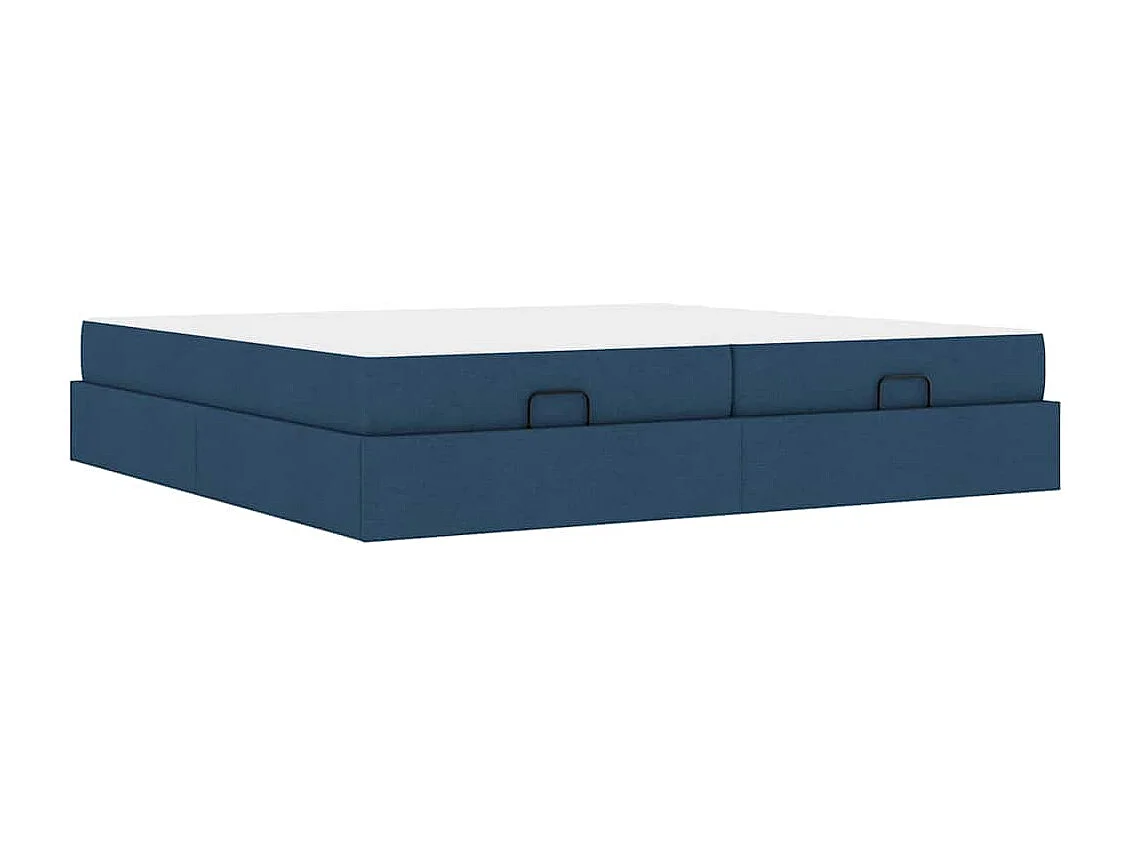 Cadre de lit avec stockage Bleu 200 x 200 cm tissu