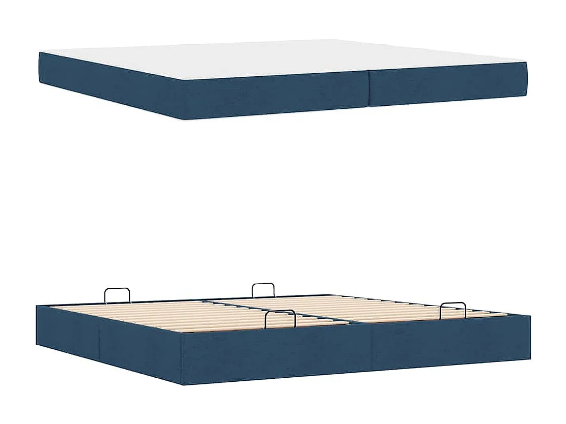 Cadre de lit avec stockage Bleu 200 x 200 cm tissu