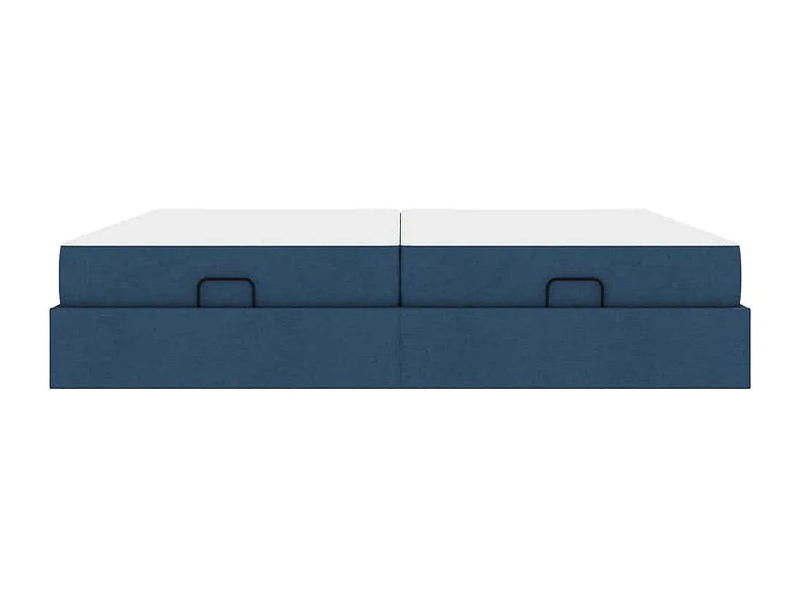 Cadre de lit avec stockage Bleu 200 x 200 cm tissu