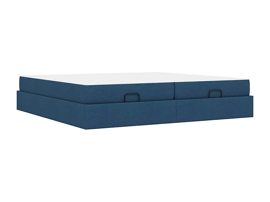 Cadre de lit avec stockage Bleu 200 x 200 cm tissu