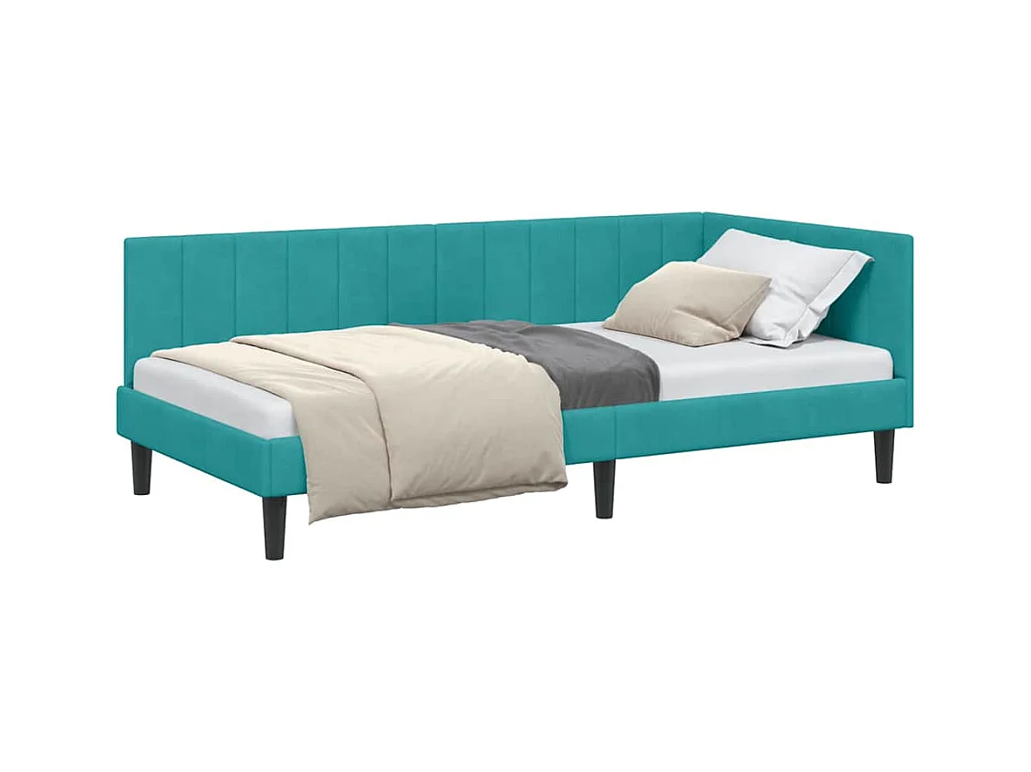 Cadre de lit d'angle Turquoise 90 x 200 cm Velours