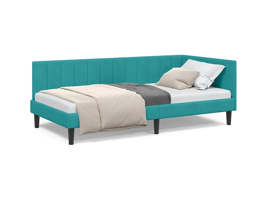 Cadre de lit d'angle Turquoise 90 x 200 cm Velours