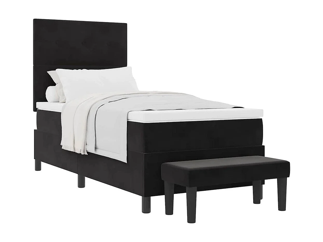 Cadre de lit avec matelas Noir 80 x 200 cm Velours