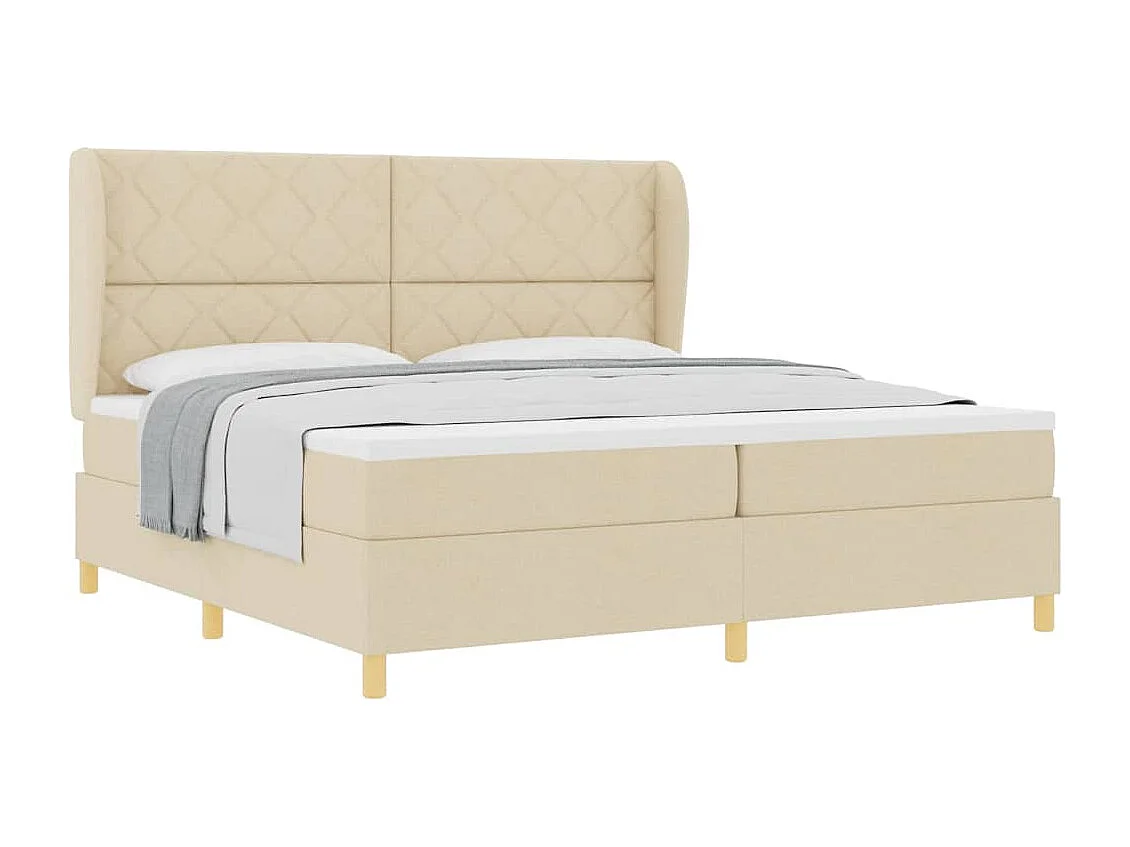 Cadre de lit avec matelas gris foncé 90x190 cm Crème