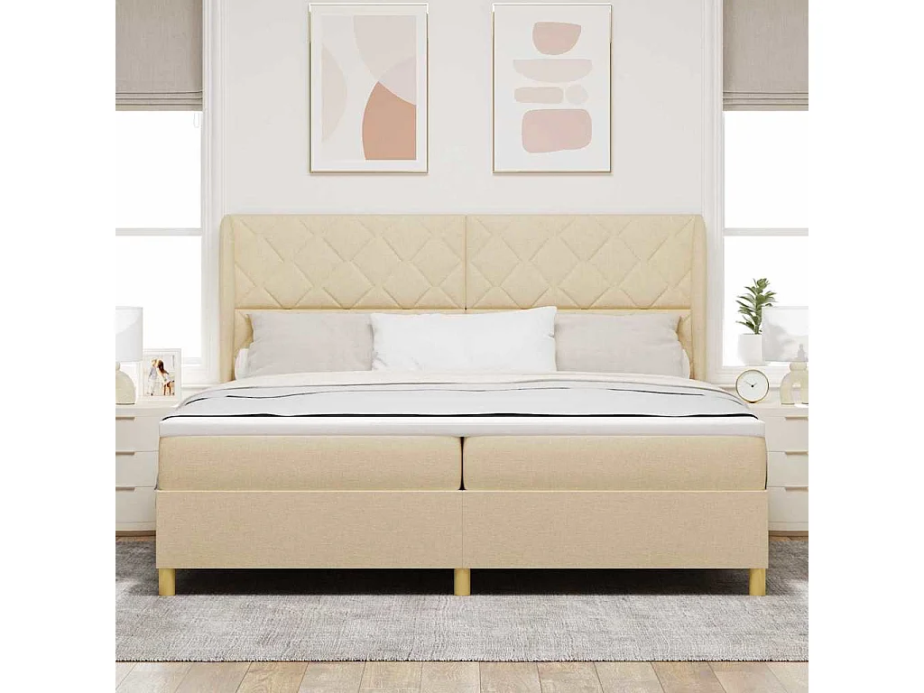 Cadre de lit avec matelas gris foncé 90x190 cm Crème