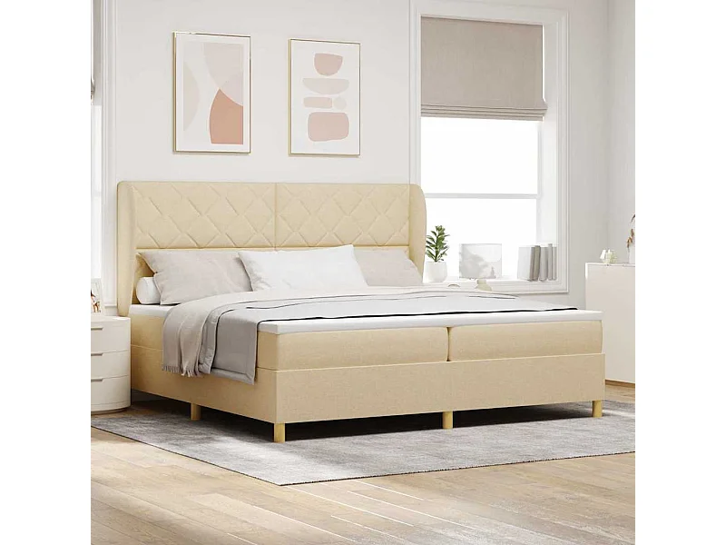 Cadre de lit avec matelas gris foncé 90x190 cm Crème