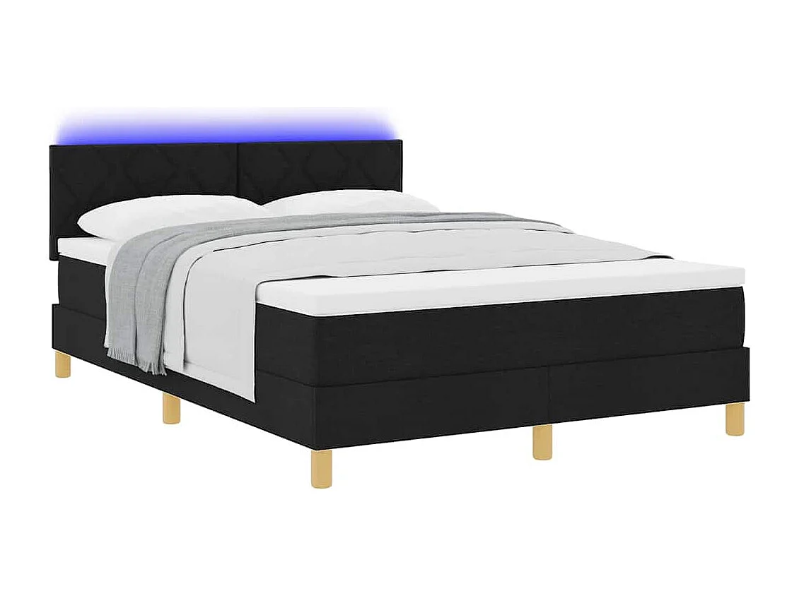 Cadre de lit avec matelas Noir 160 x 200 cm tissu