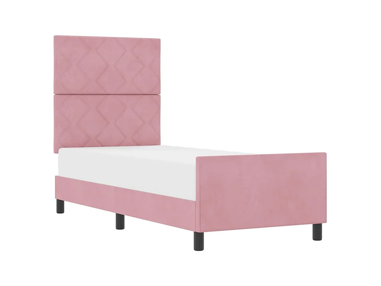 Cadre de lit avec tête de lit Rose 80 x 200 cm Velours