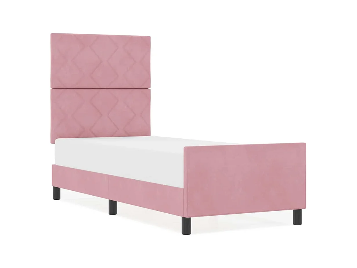 Cadre de lit avec tête de lit Rose 80 x 200 cm Velours