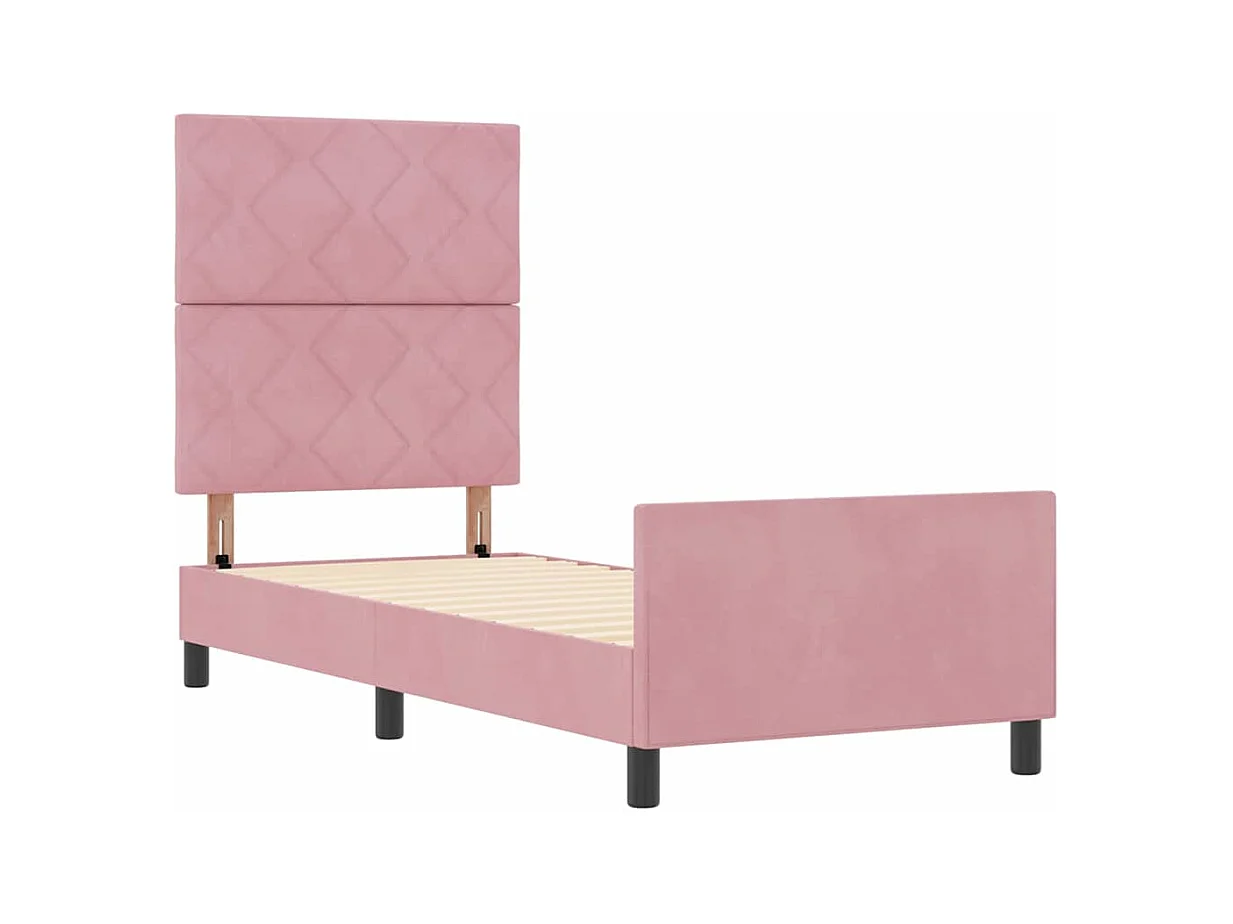 Cadre de lit avec tête de lit Rose 80 x 200 cm Velours