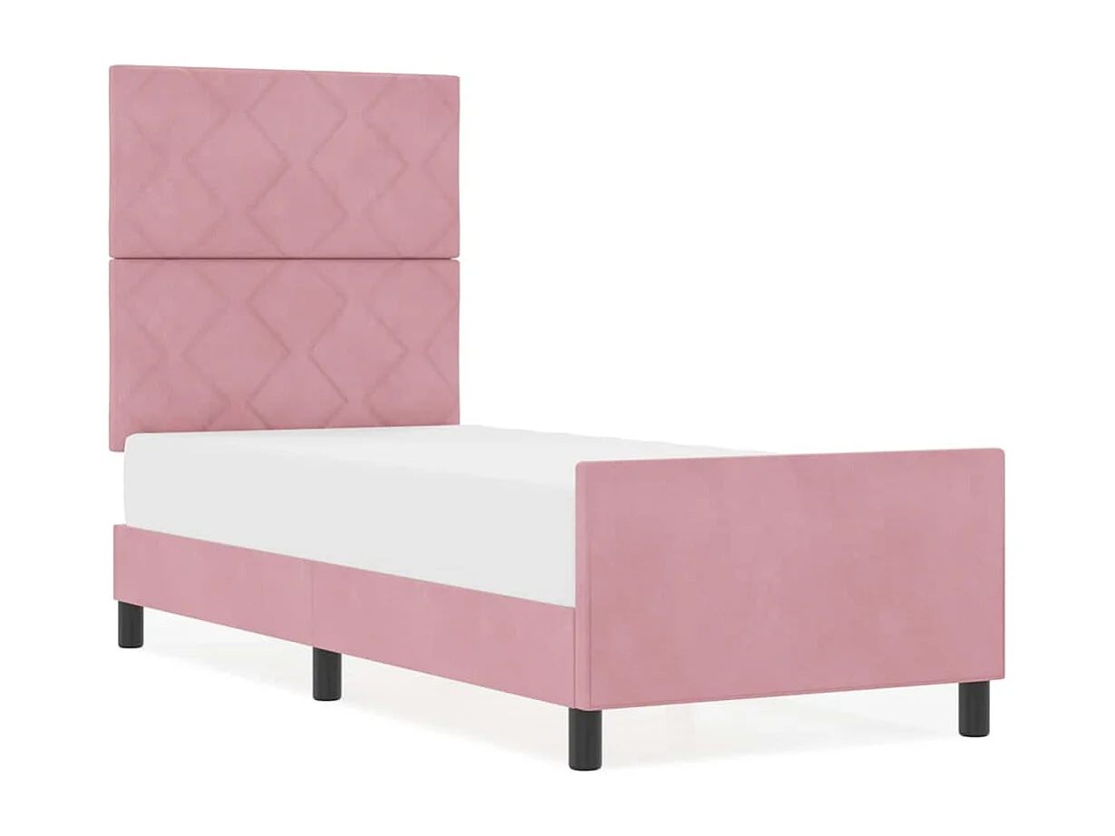 Cadre de lit avec tête de lit Rose 80 x 200 cm Velours
