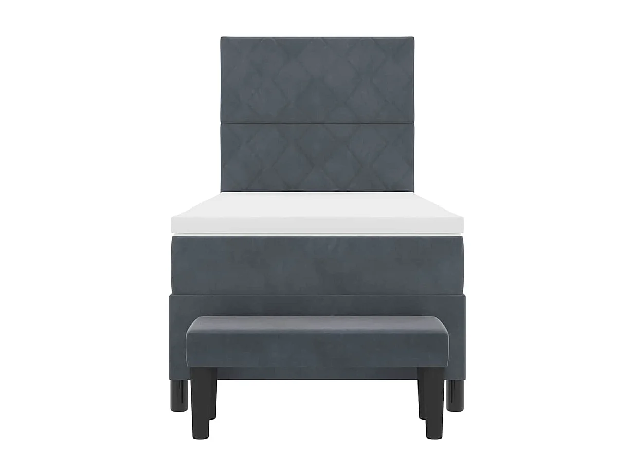 Cama tipo Box Spring Gris oscuro 90 x 190 cm Terciopelo