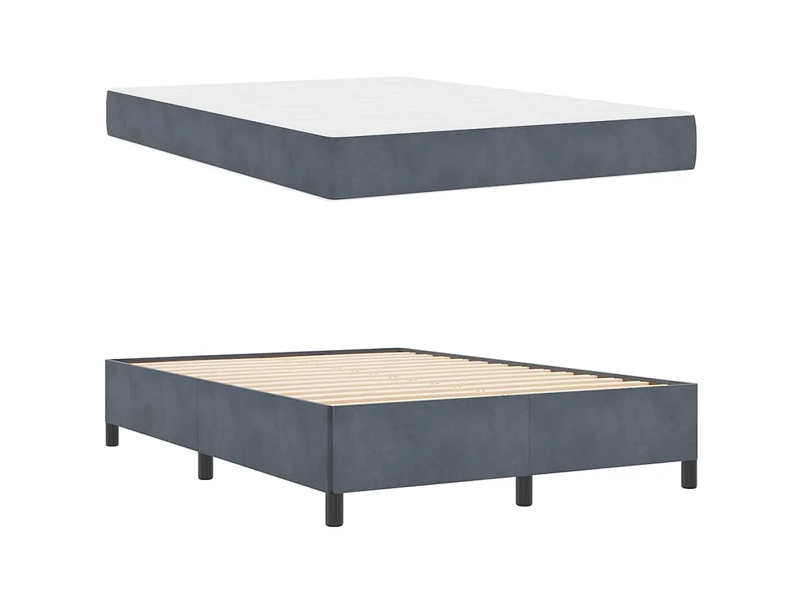 Cadre de lit Gris foncé, gris et blanc 140 x 200 cm Velours