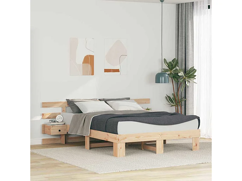 Estrutura da Cama Castanho 150 x 200 cm Madeira de pinho maciça